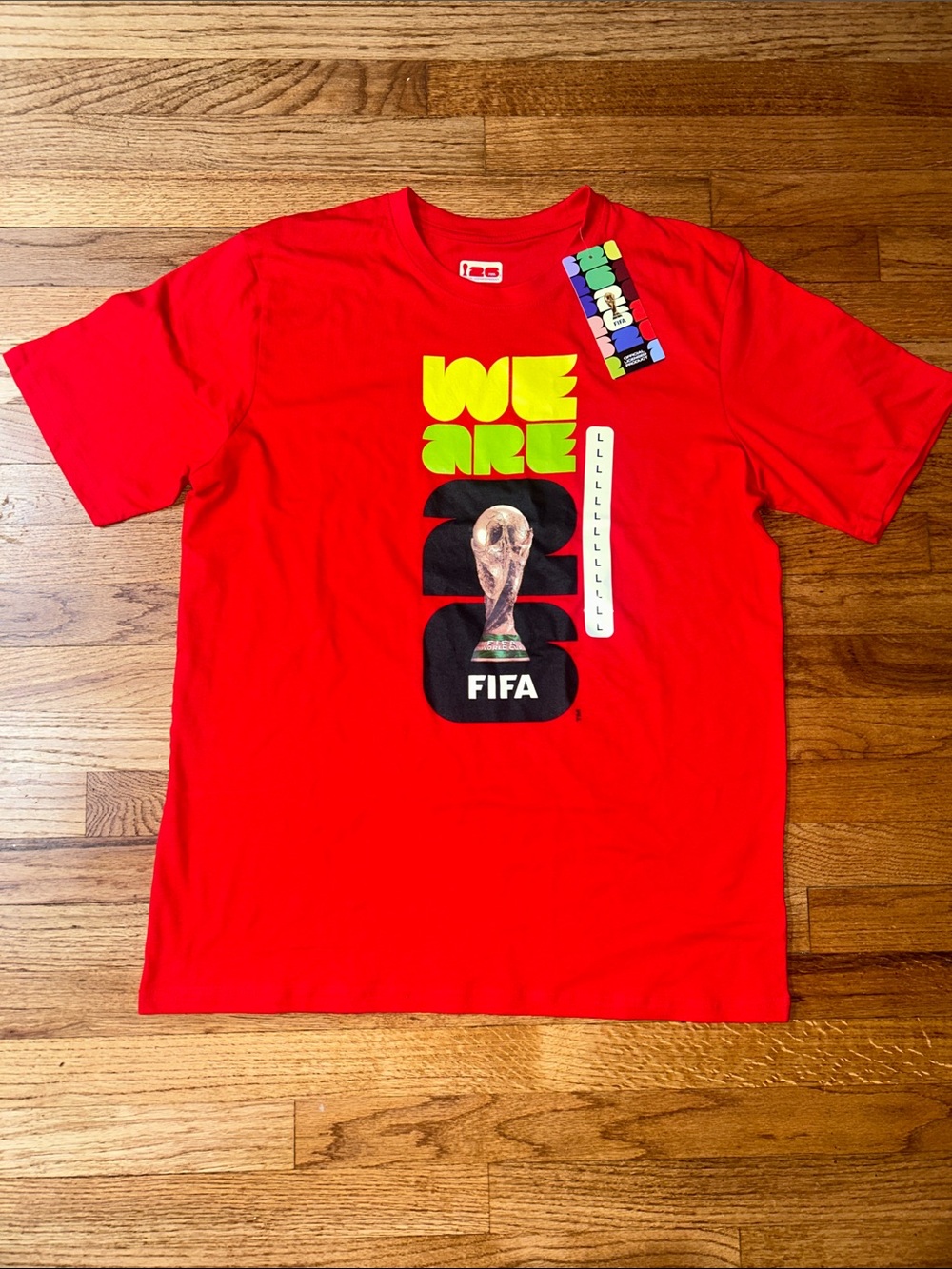Fifa ‘We Are' Graphic Trophy Red Unisex T‑Shirt Large NWT